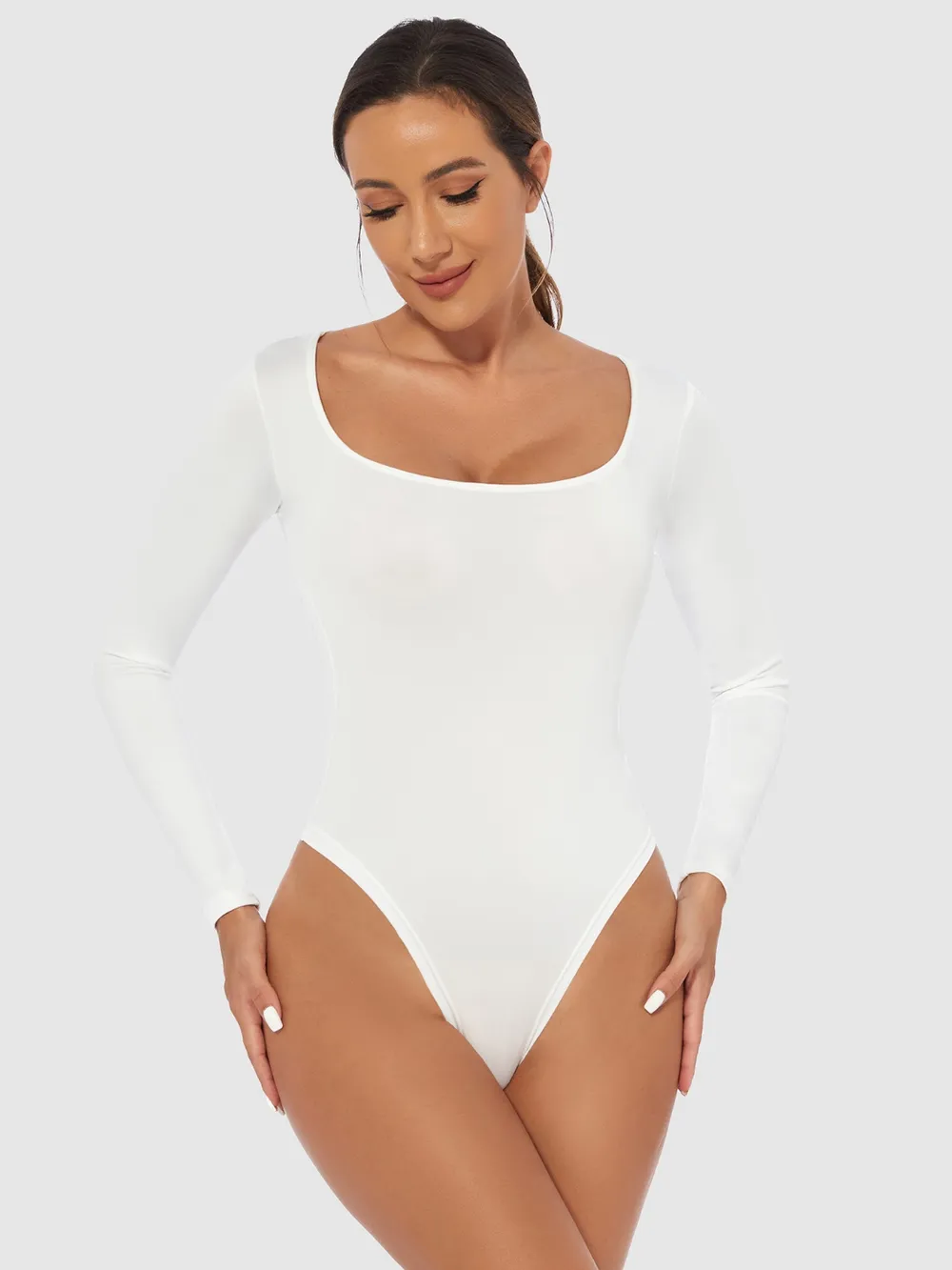 Full Size Scoop Neck Long Sleeve Bodysuit, image 11