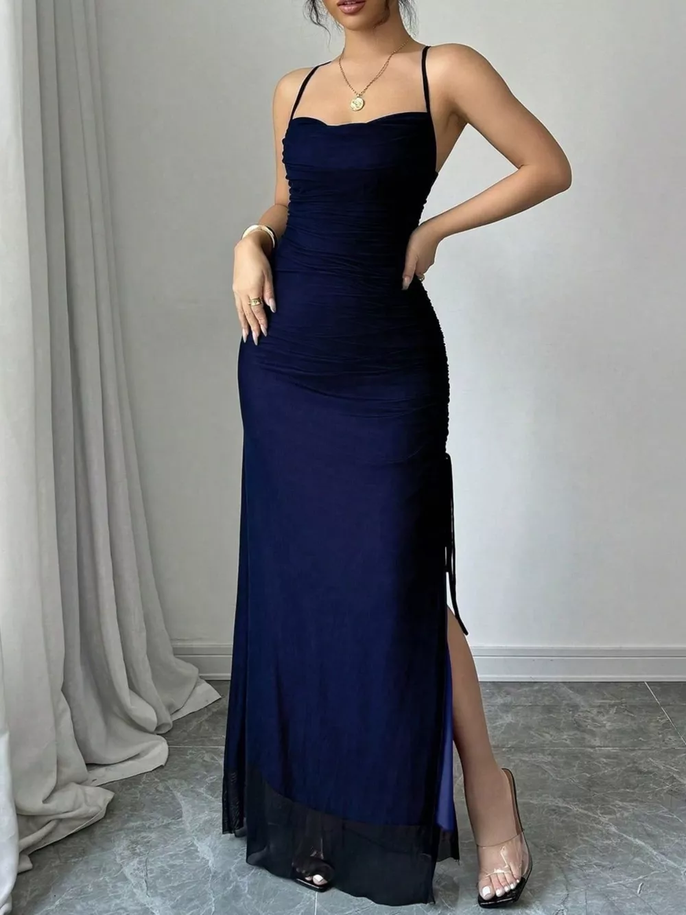 Sweetheart Neck Spaghetti Strap Maxi Dress, image 6
