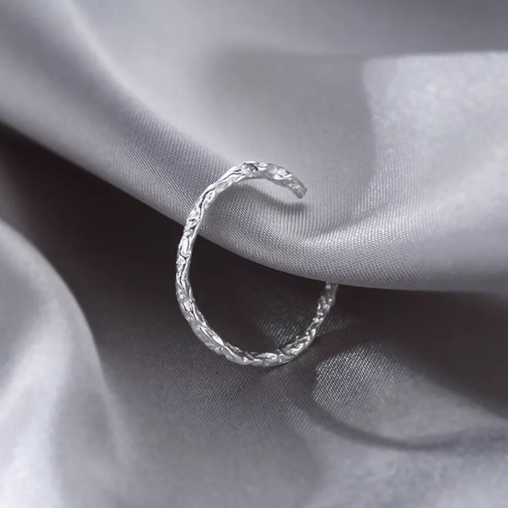 925 Sterling Silver Textured Open Ring, image 2