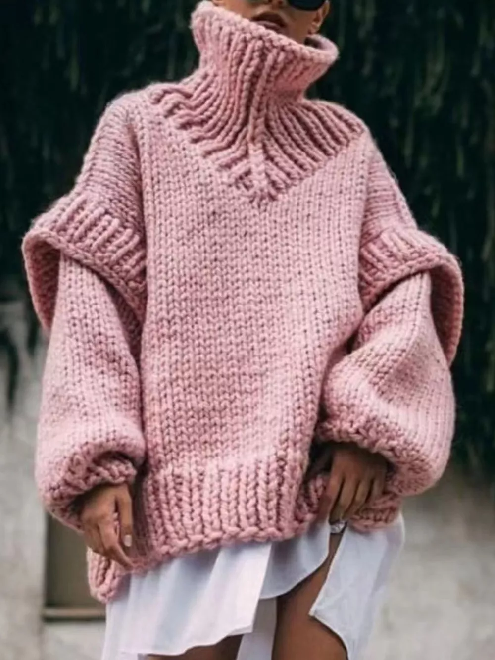 Oversized Chunky Knit Turtleneck Sweater, image 6