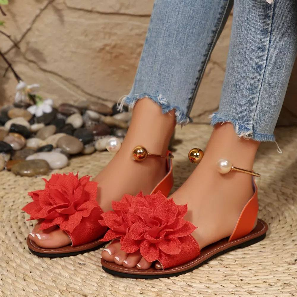 Floral Decor Flat Sandals, image 14