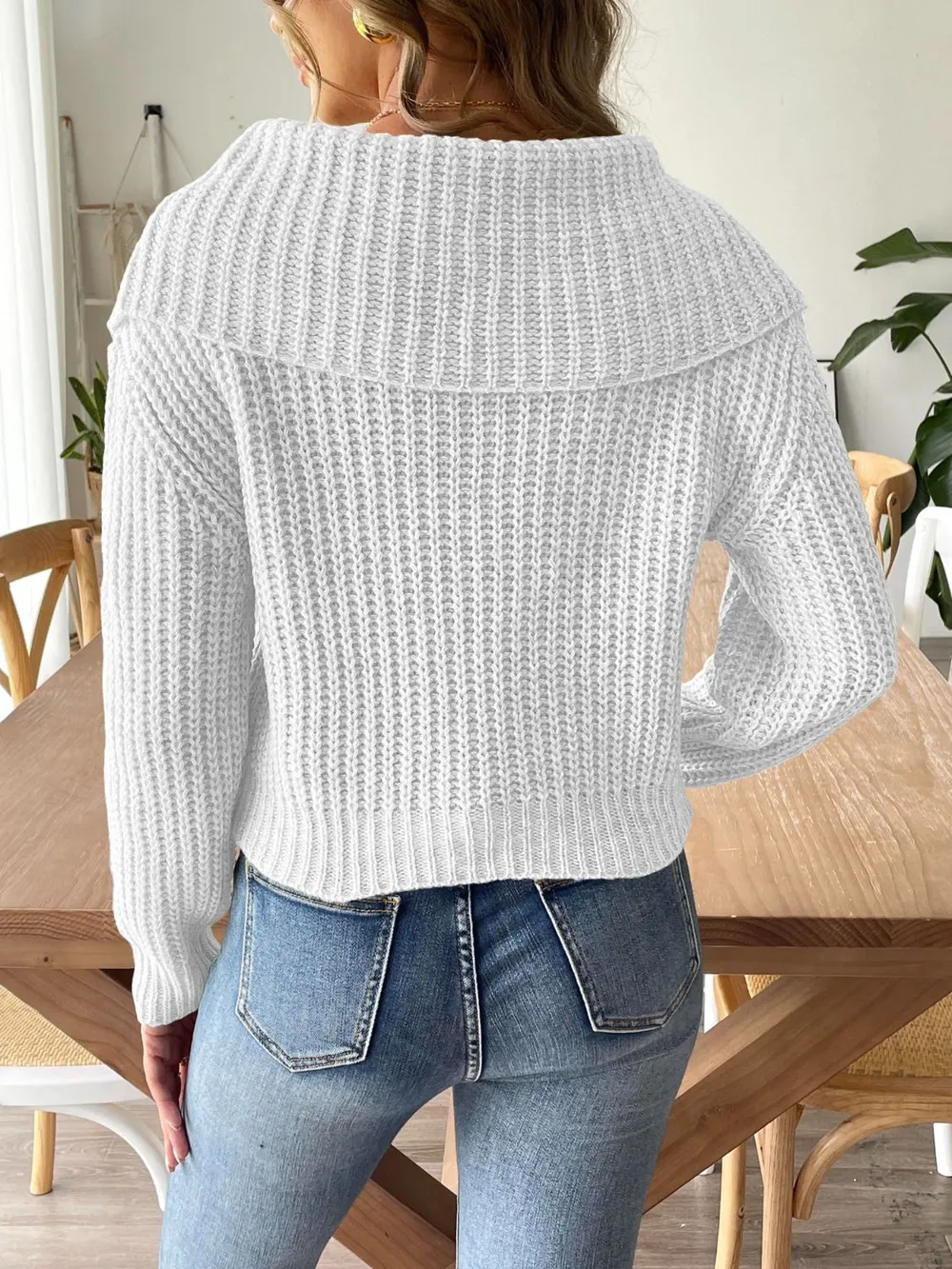 Cable-Knit Long Sleeve Sweater, image 6