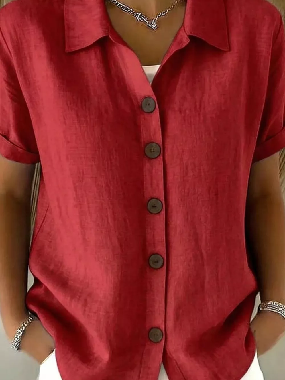 Full Size Button Up Short Sleeve Shirt Plus Size, image 7