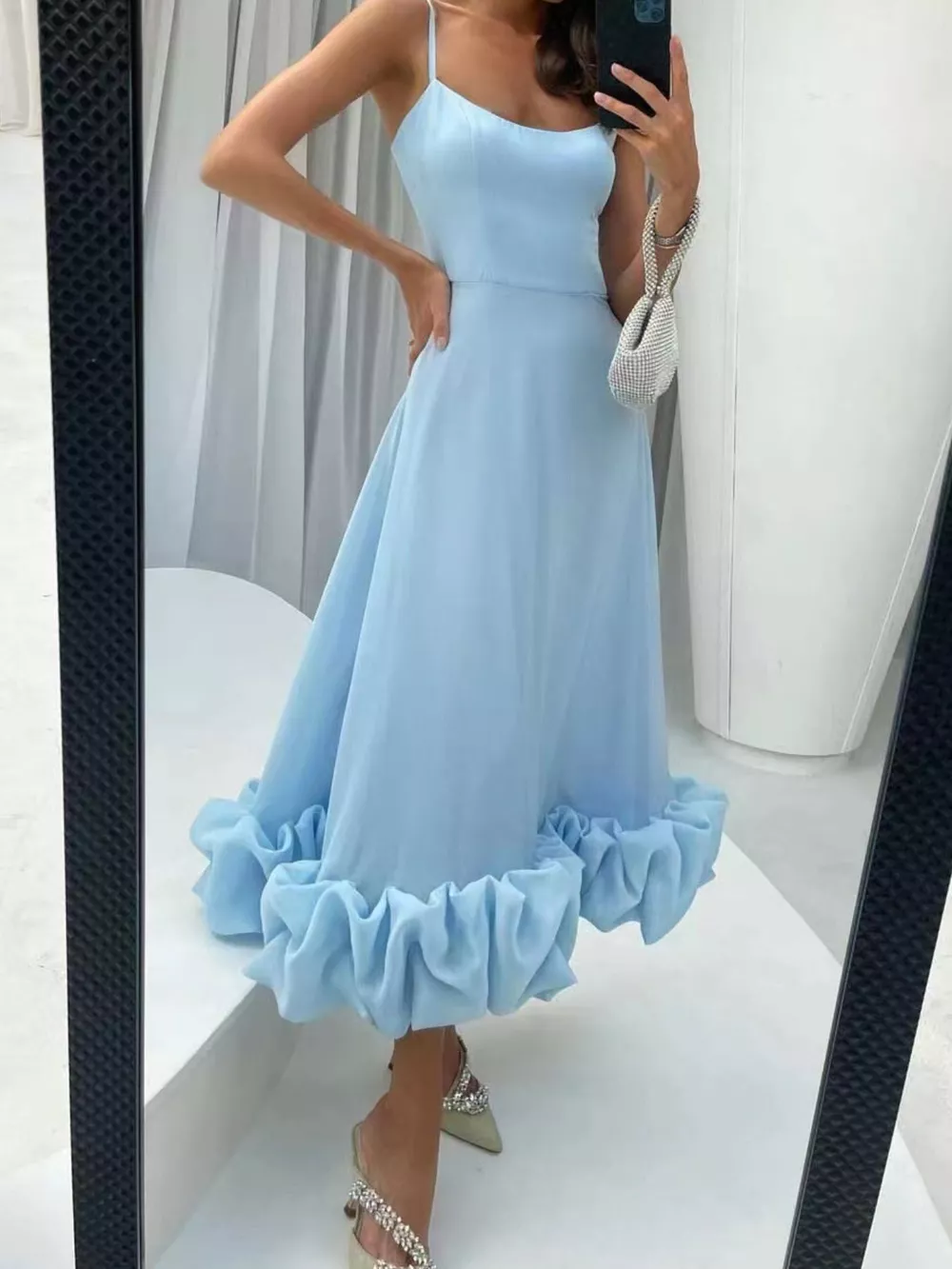 Ruffle Hem Scoop Neck Midi Dress, image 9