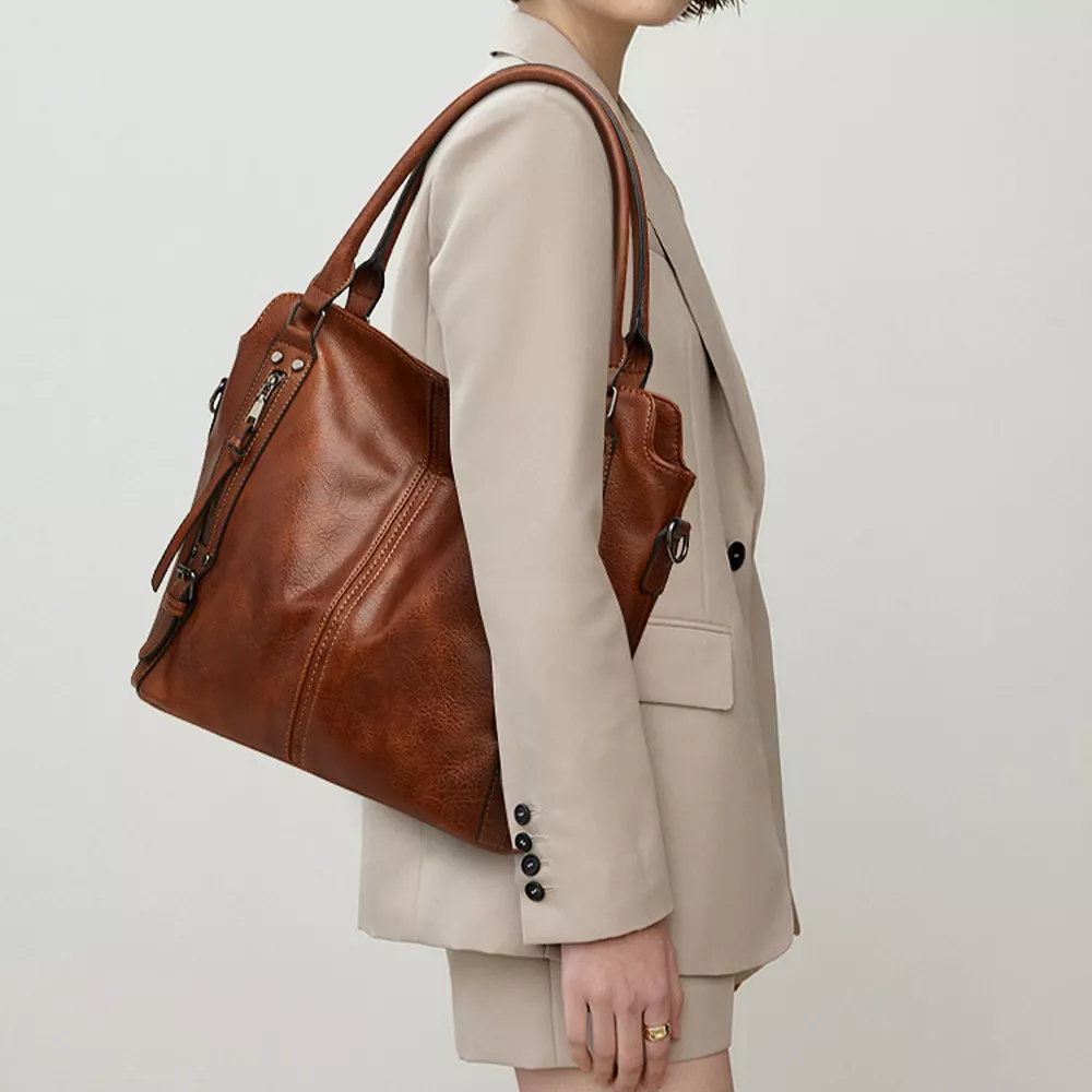 PU Leather Shoulder Bag and Pouch Set, image 2