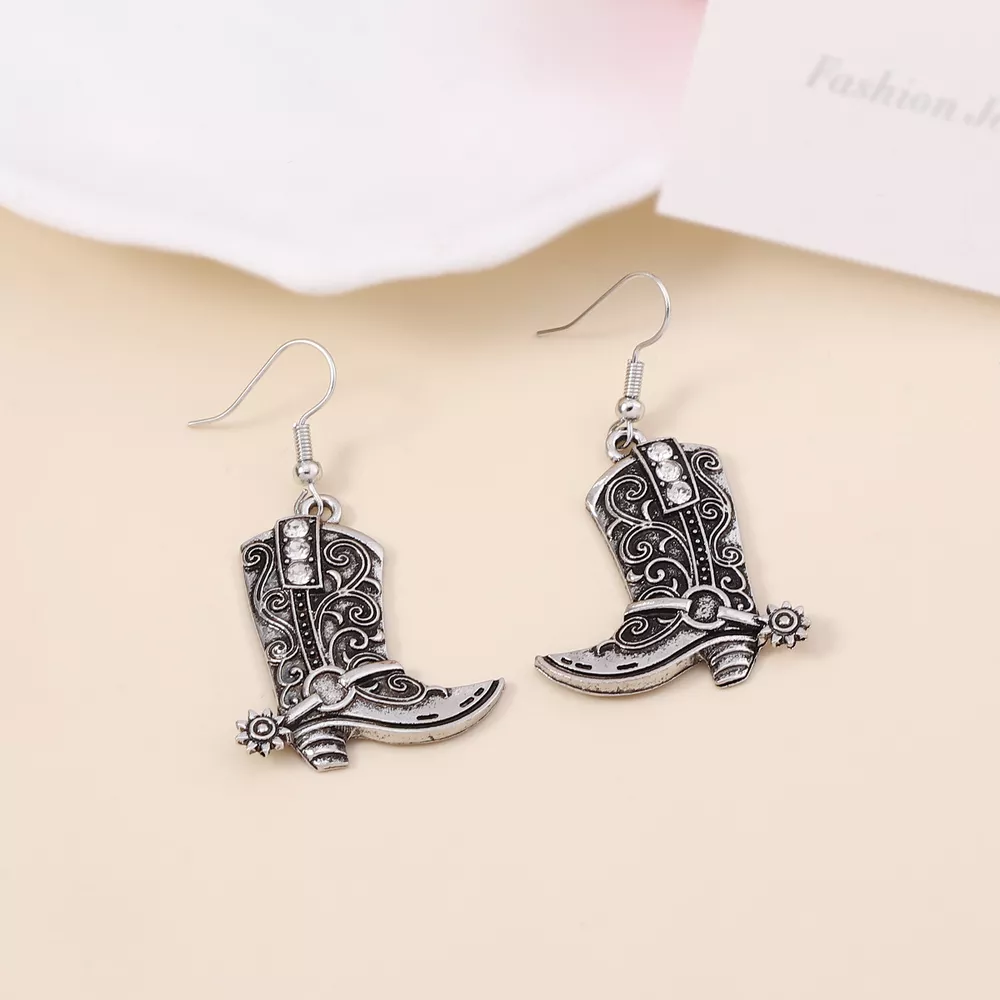 Vintage Western Cowboy Boot Dangle Earrings, image 2