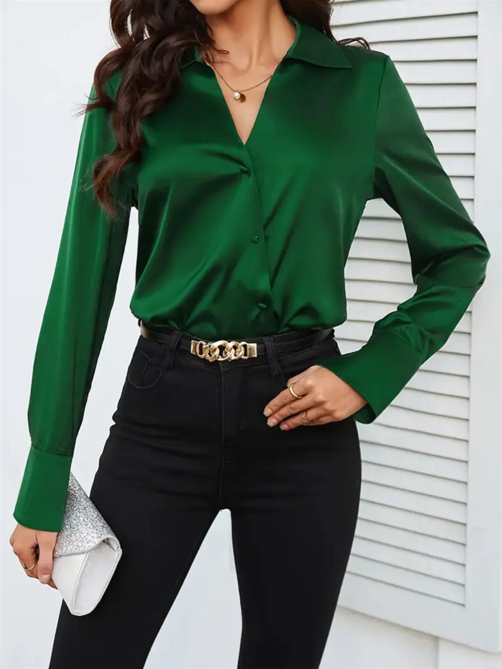 Button Up Collared Neck Long Sleeve Shirt, image 3