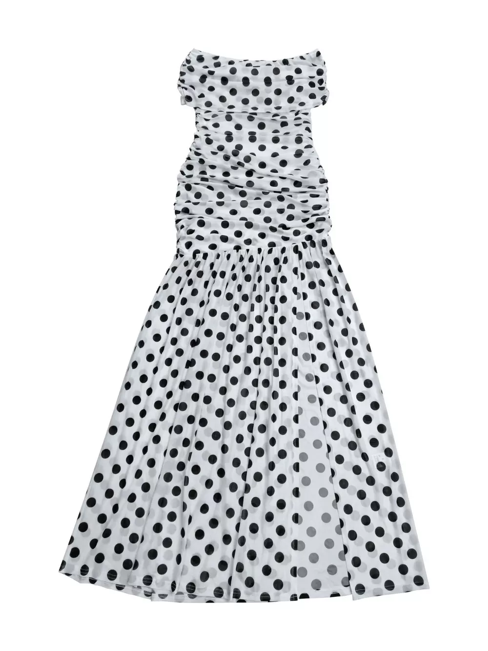 Polka Dot Off Shoulder Slit Maxi Dress, image 9