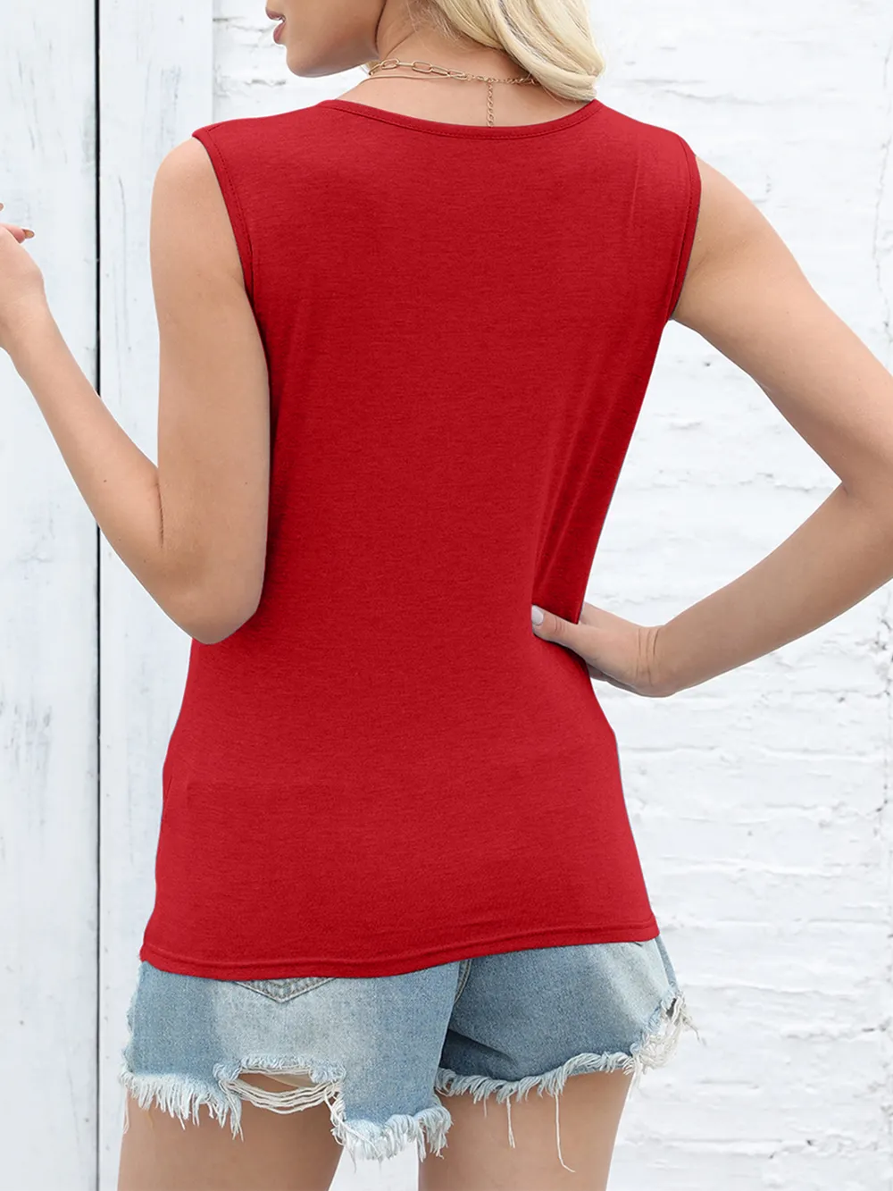 Cutout Twisted Round Neck Tank, image 8