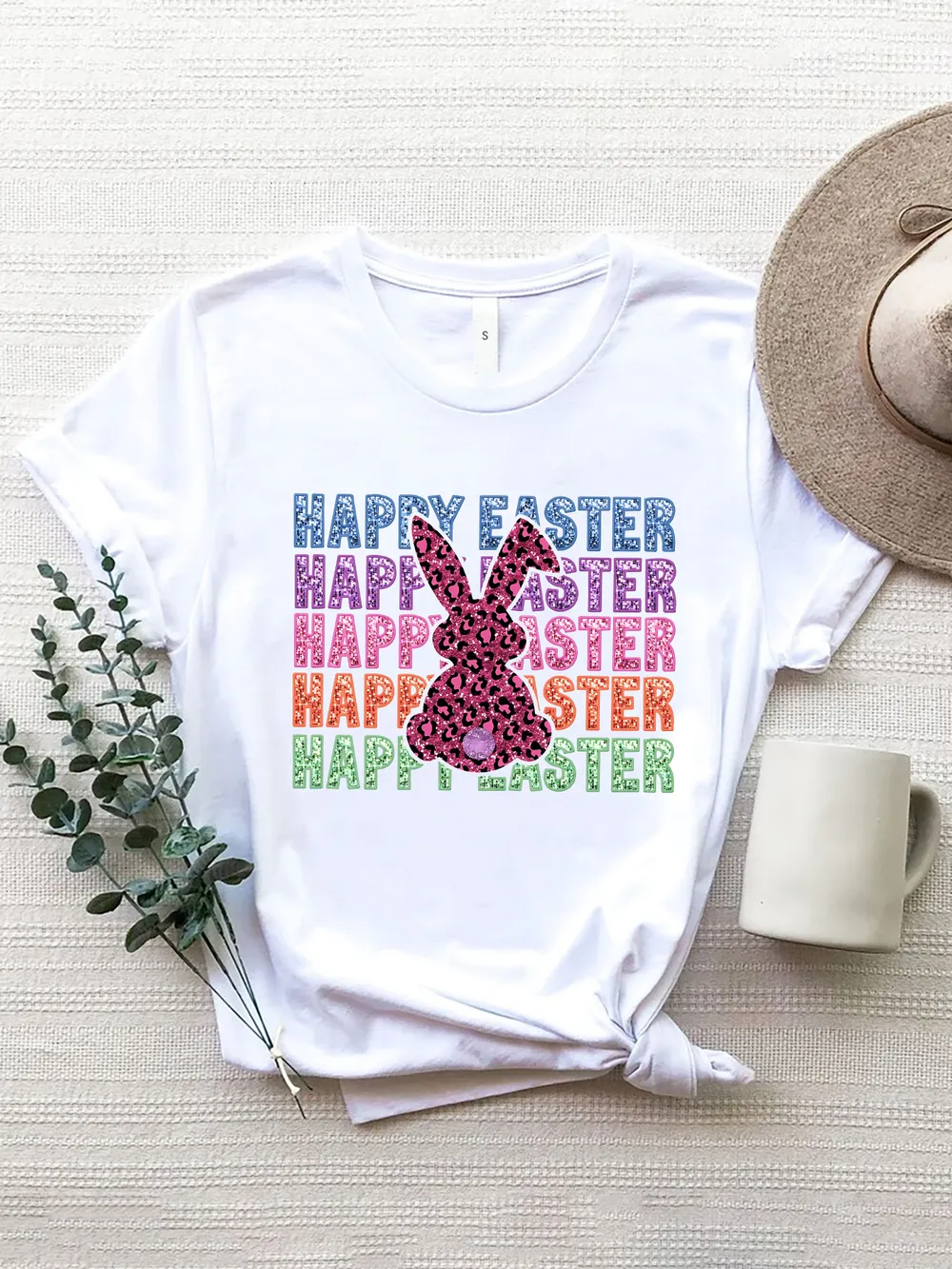 HAPPY EASTER Round Neck Short Sleeve T-Shirt, image 2