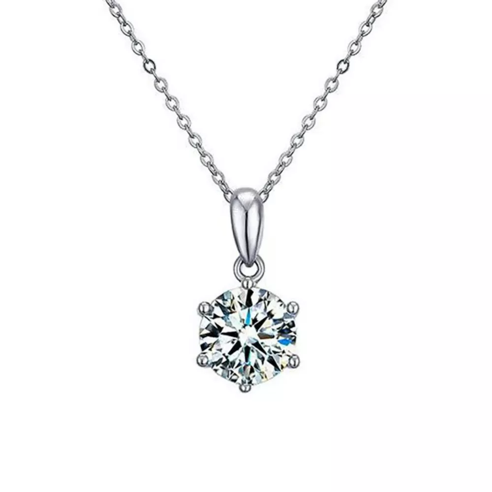 1 Carat Moissanite 925 Sterling Silver Pendant Necklace, image 5