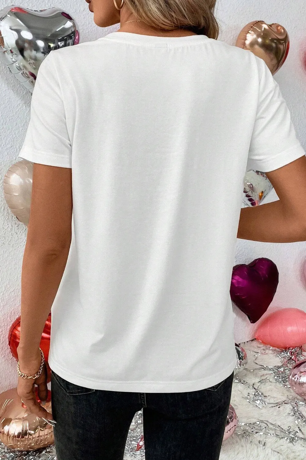 XOXO Lip Graphic Round Neck T-Shirt, image 3