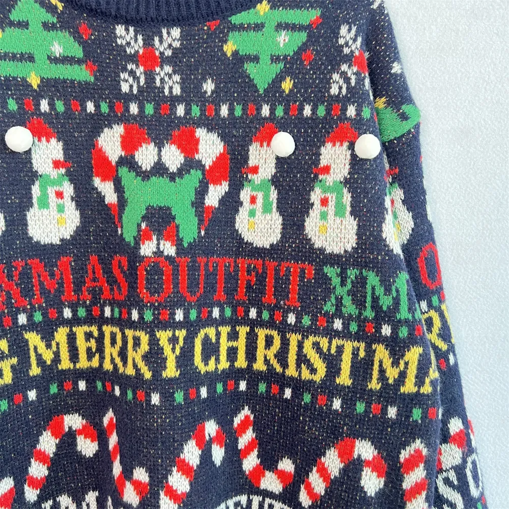 Christmas Pattern Round Neck Long Sleeve Sweater, image 6