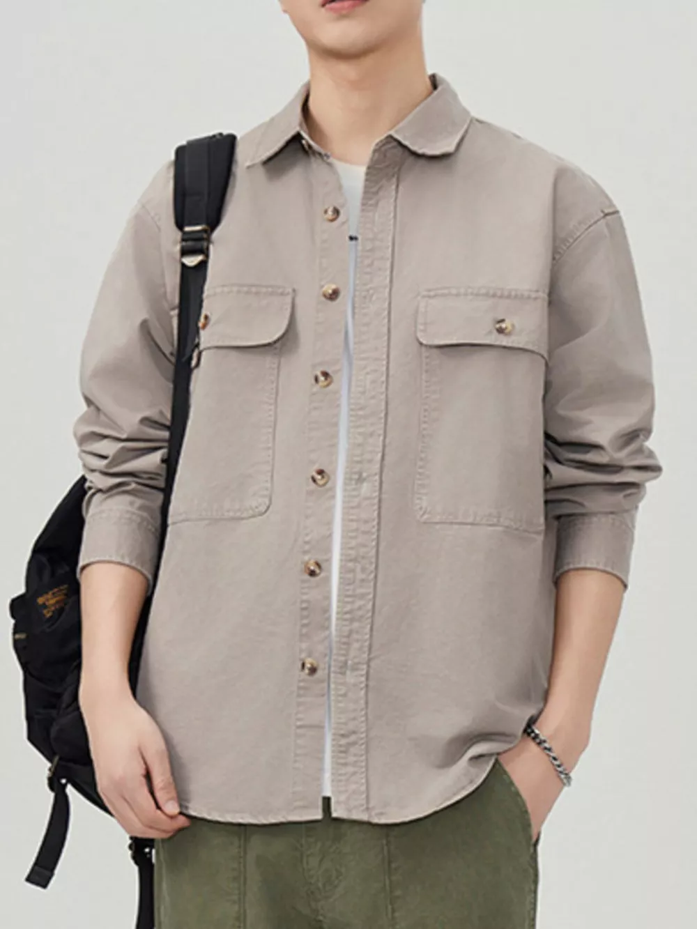 Men's Plus Size Button Up Long Sleeve Shirt, image 6