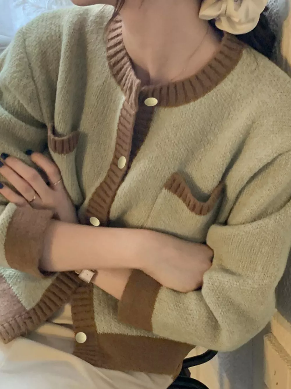 Contrast Trim Button Up Cardigan, image 15