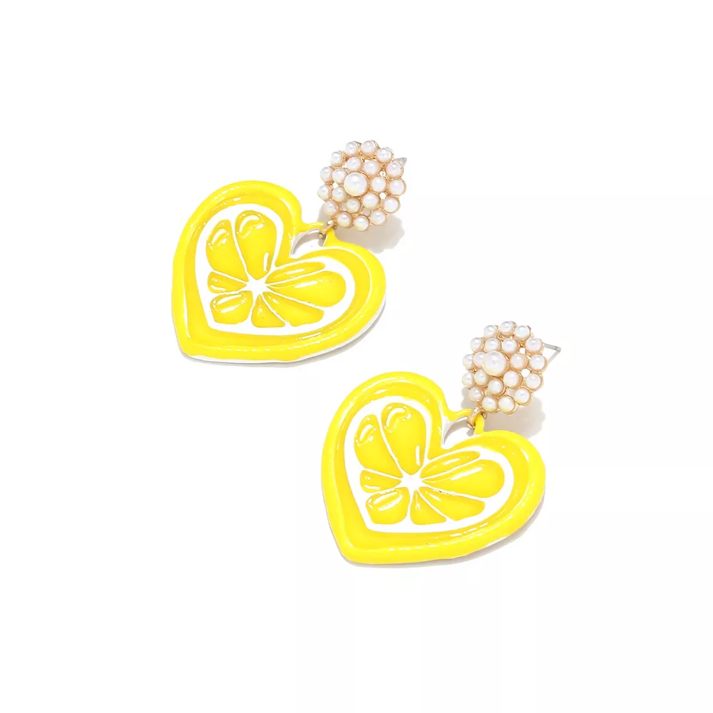 Heart Dangle Earrings with Pearl Accent, image 3