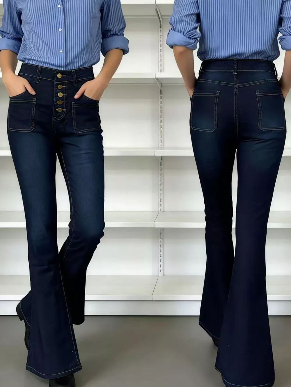 Full Size High-Waisted Button-Fly Flare Jeans Plus Size, image 15