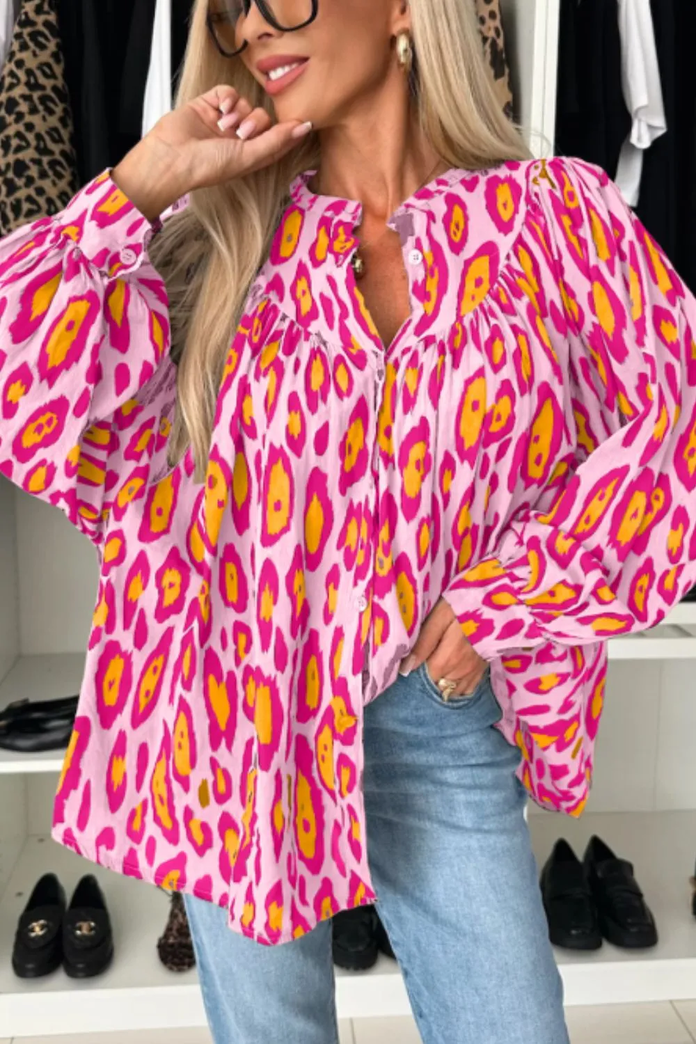Leopard Print Button Down Long Sleeve Shirt, image 10