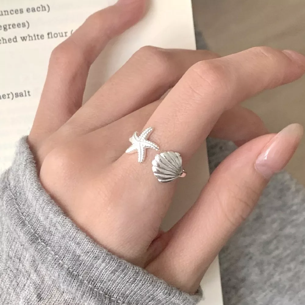 Starfish & Seashell Open Ring