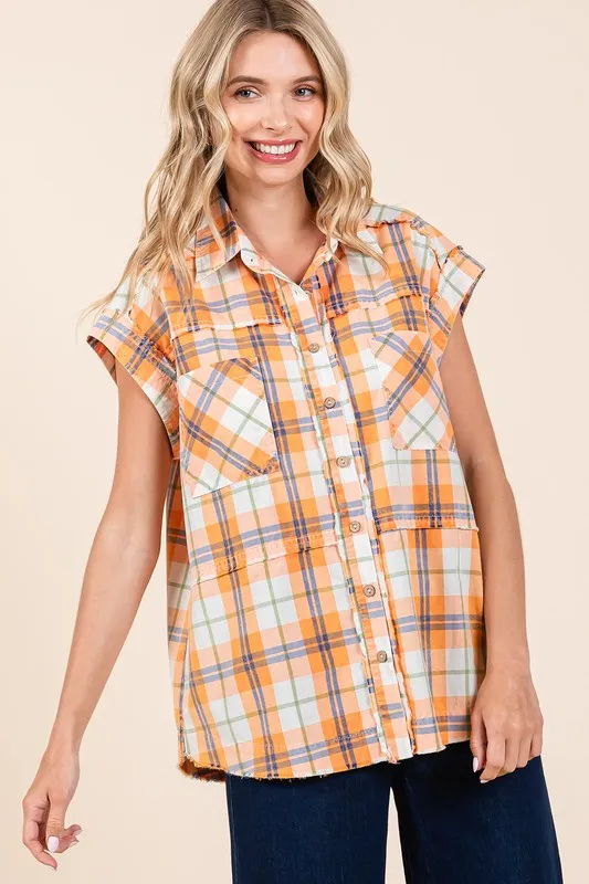 Mineral Wash Plaid Button Down Shirt, image 3