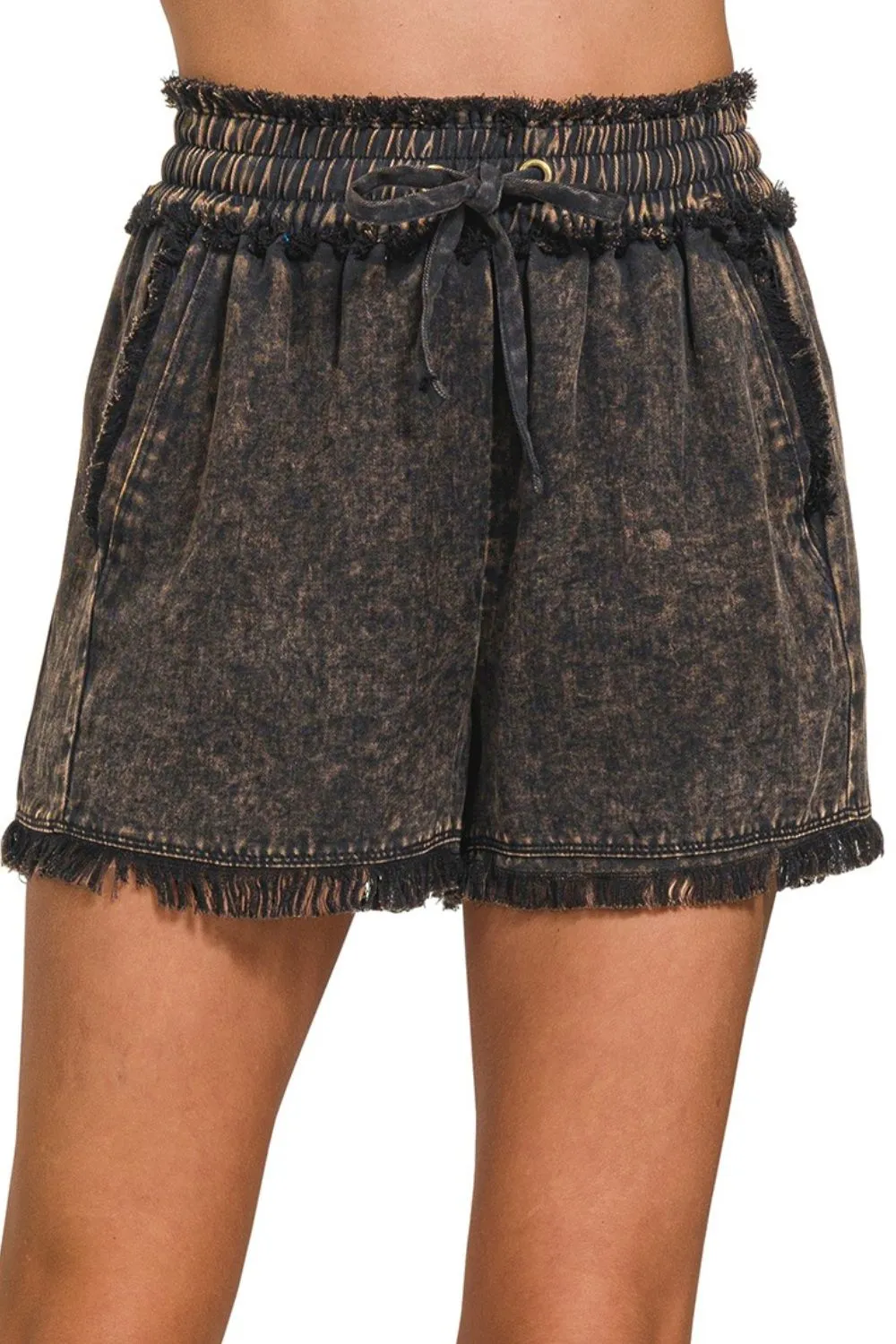 Mineral Frayed Hem Washed Shorts