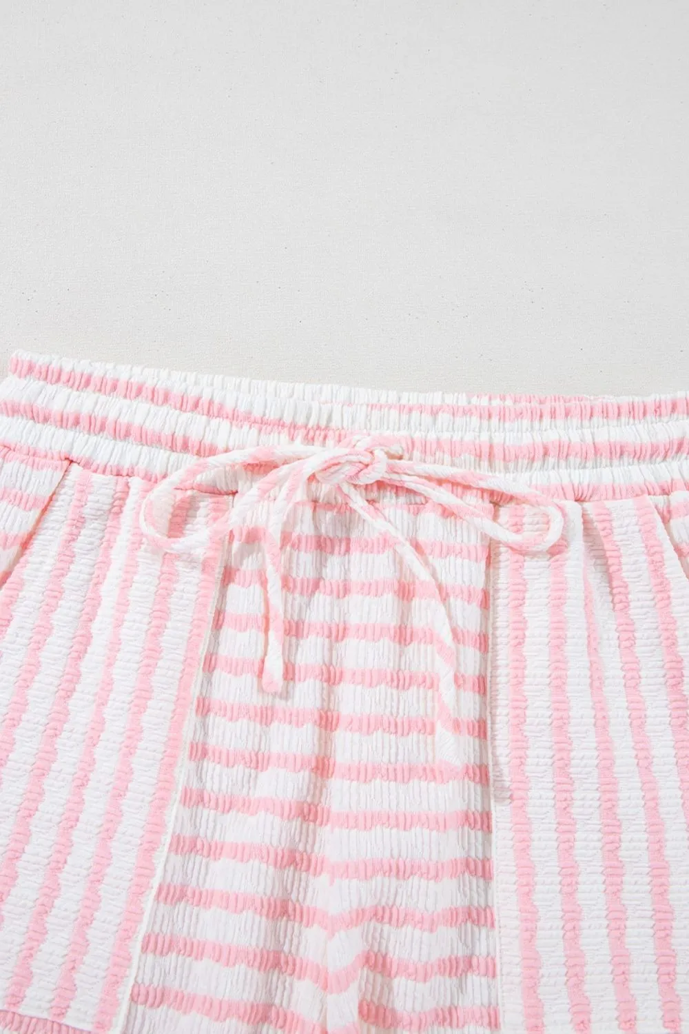 Stripe Knitted Short Sleeve Top and Drawstring Shorts Set, image 11