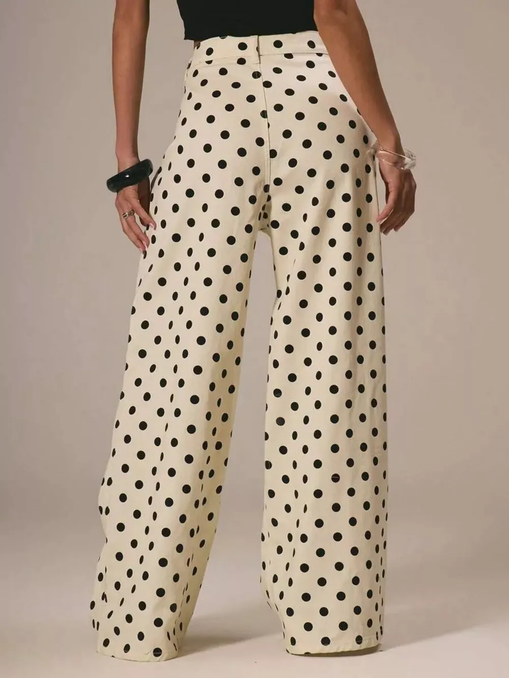 Polka Dot Wide Leg Jeans, image 8