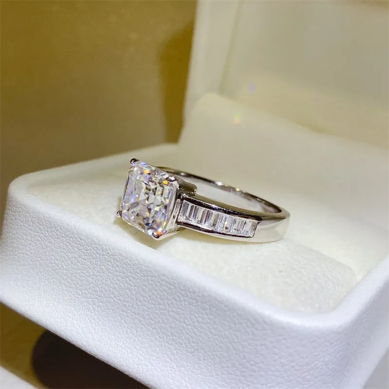 3 Carat Moissanite 925 Sterling Silver Square Shape Ring, image 3