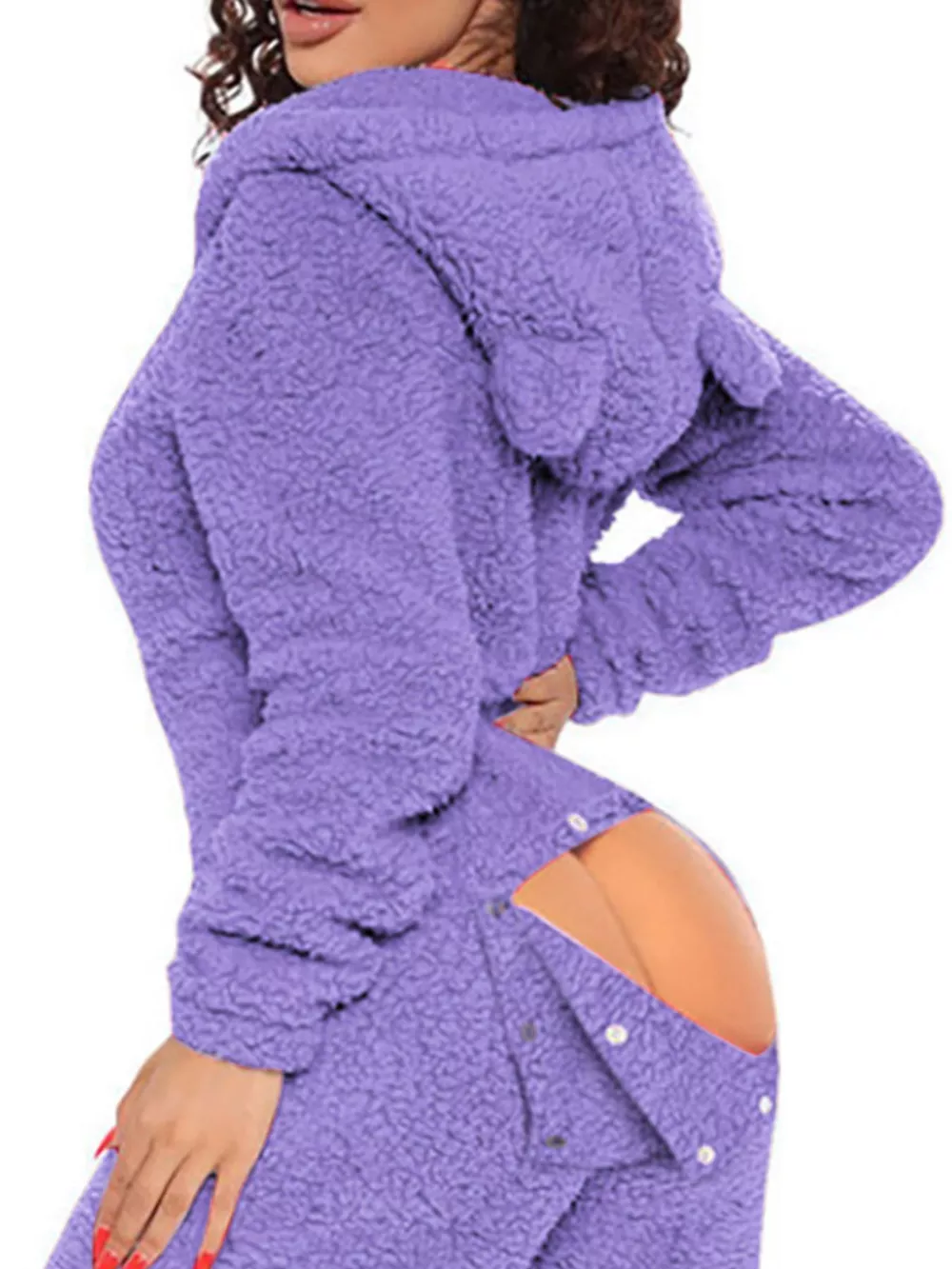 Fleece Hooded Open Back Jumpsuit, image 17