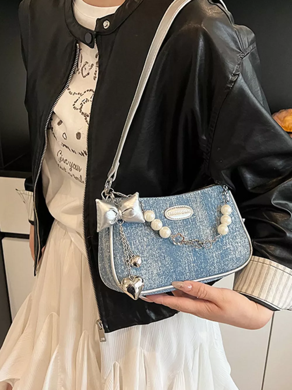 Pearl Chain Shoulder Bag, image 6