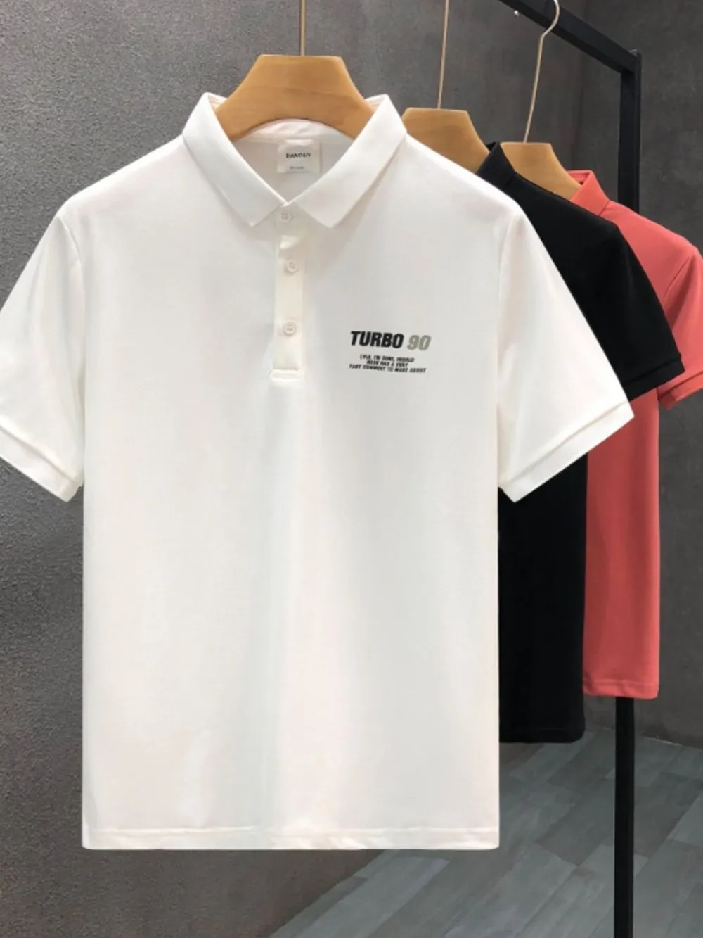 Men's Plus Size Letter Graphic Short Sleeve Polo, image 5