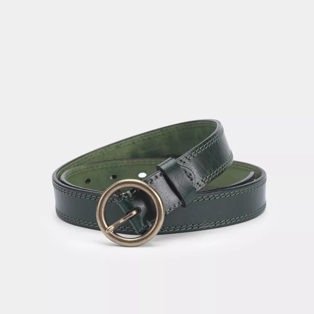Round Buckle Leather Belt