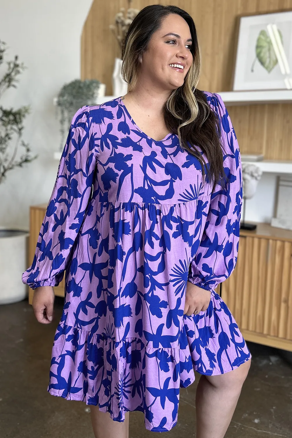 Full Size Printed Ruffle Hem Dress with Pocket, image 25