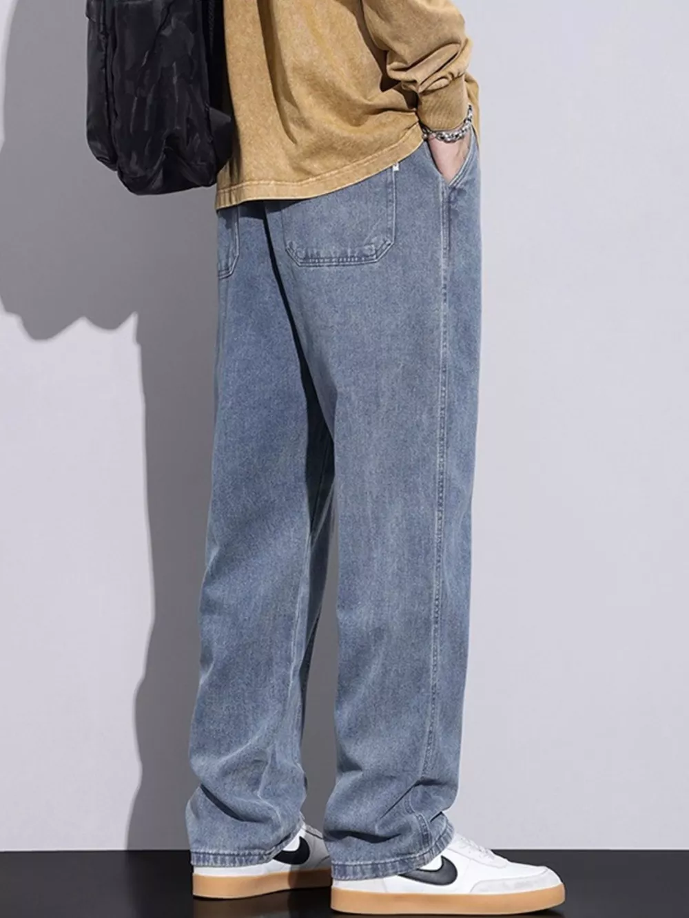 Men's Plus Size Relaxed Fit Drawstring Jeans, image 6