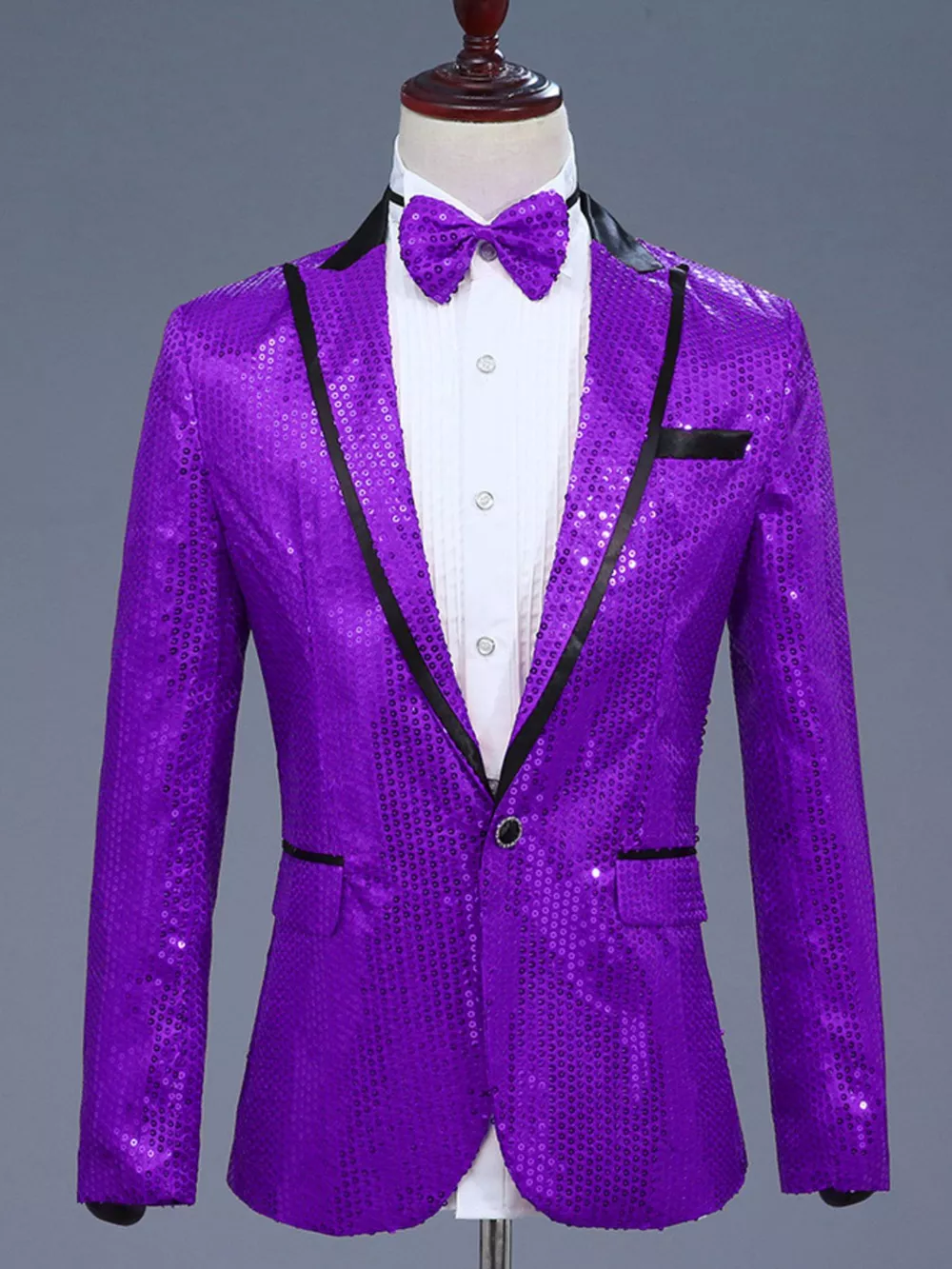 Men's Full Size Sequin One Button Long Sleeve Blazer Plus Size, image 15