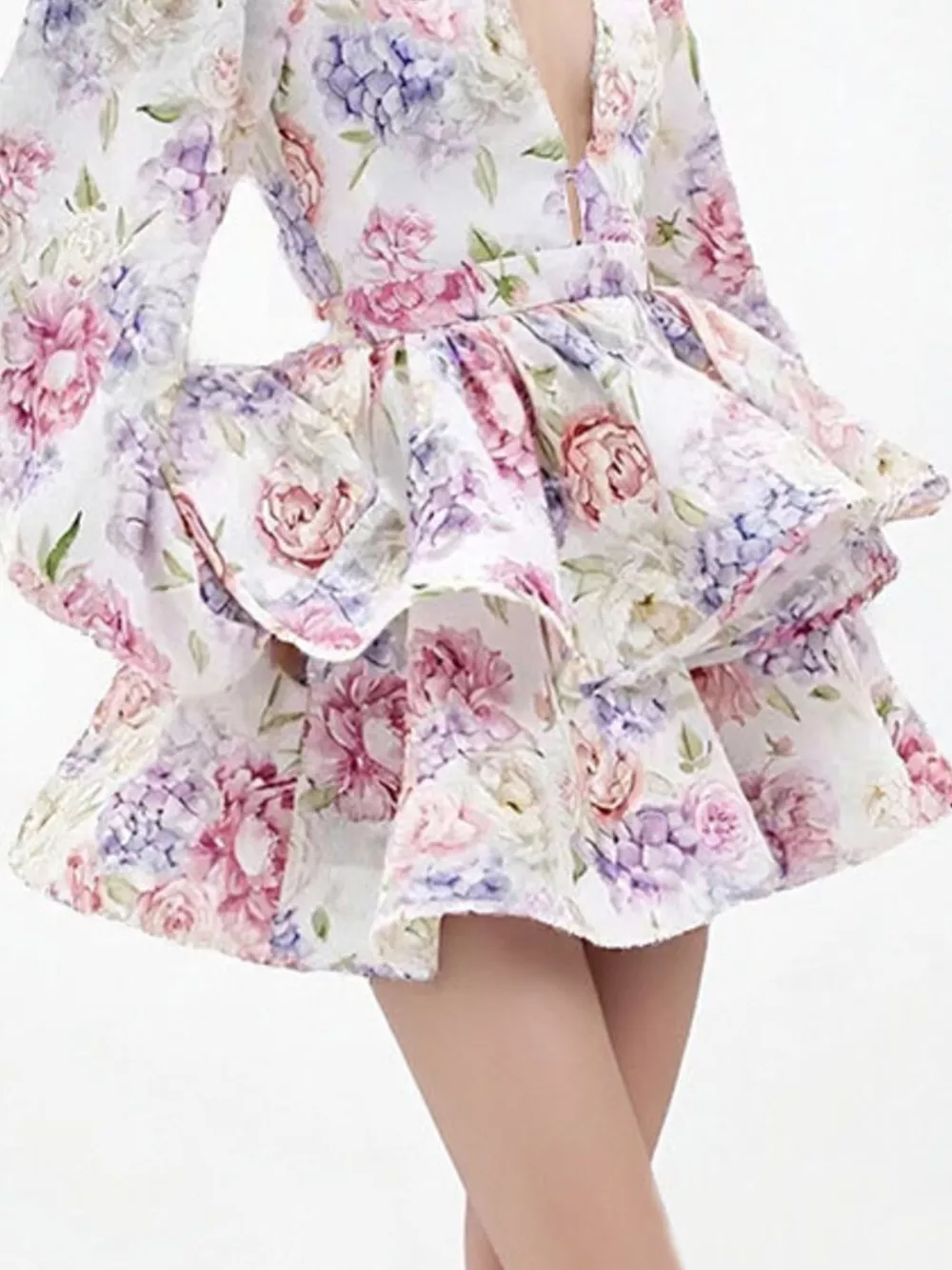 Floral Print Ruffle Layered Mini Dress, image 3