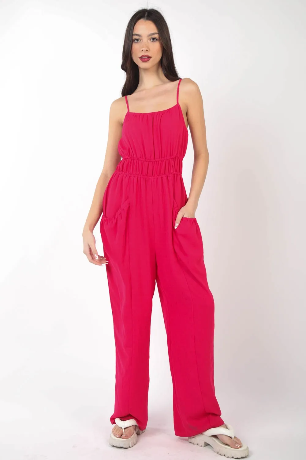 Pintuck Detail Woven Sleeveless Jumpsuit, image 5