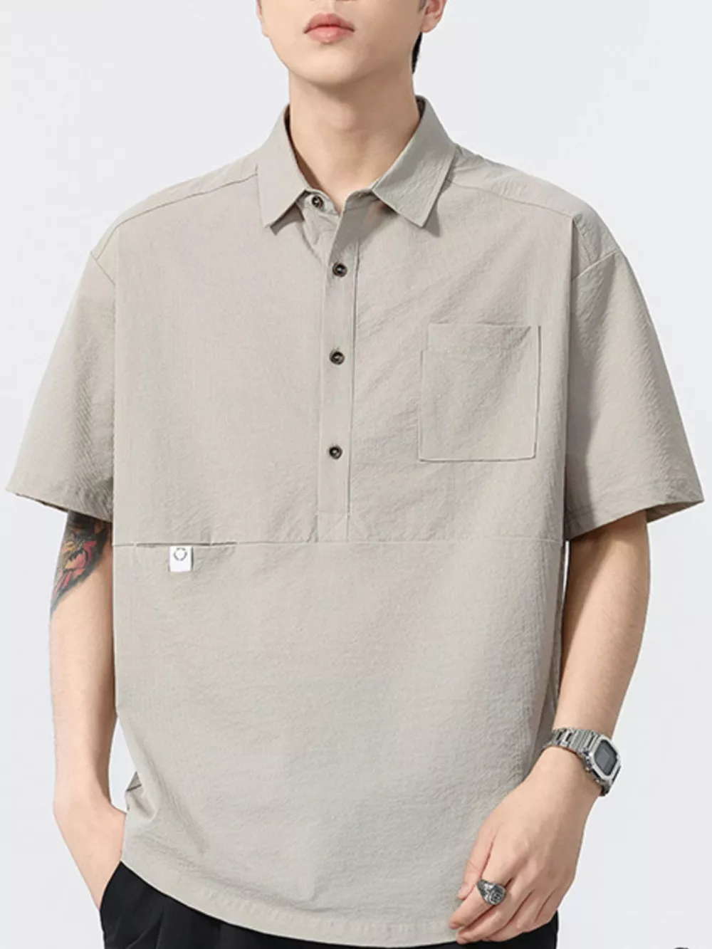 Men's Plus Size Casual Textured Short Sleeve Polo, image 5
