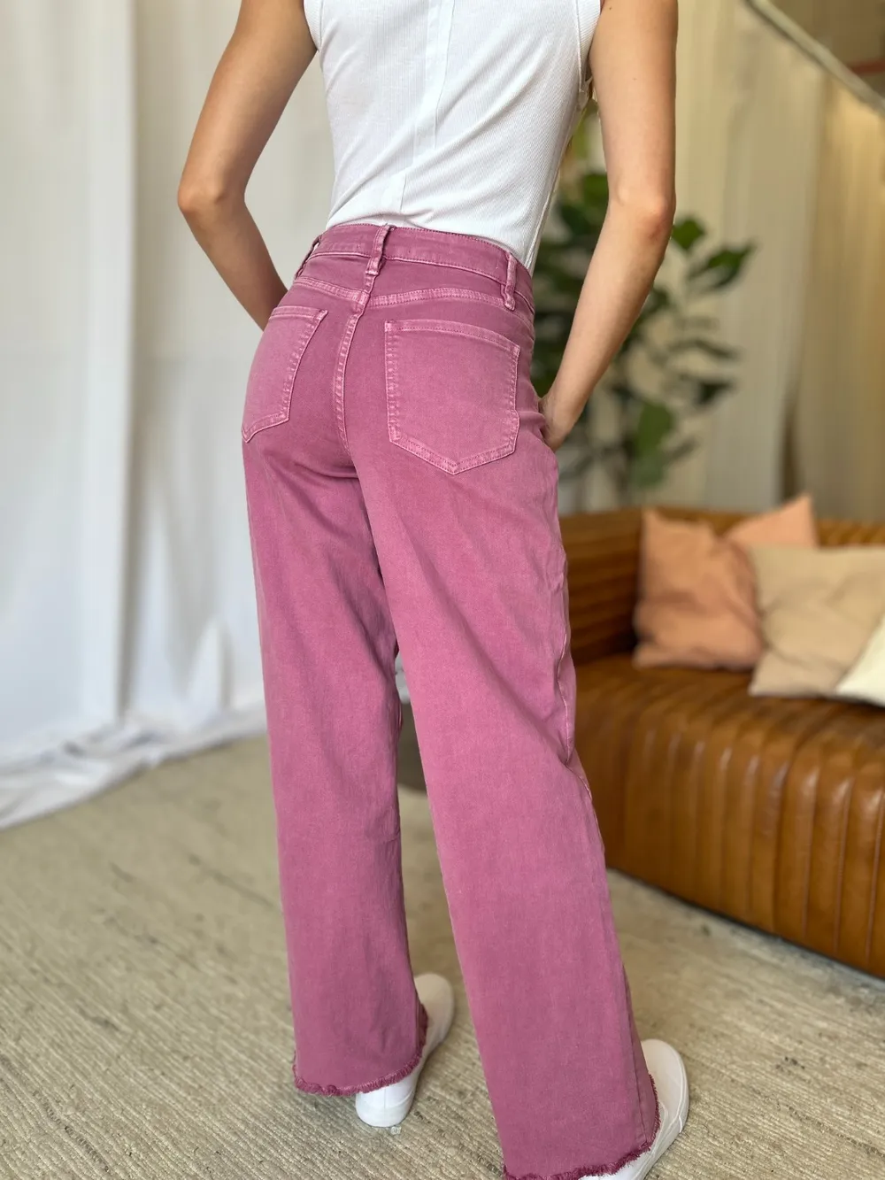Full Size High Rise Garment Dye Wide Leg Jeans, image 20