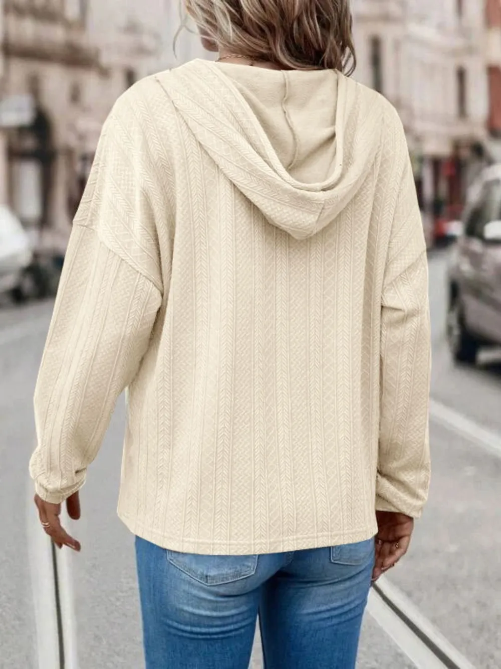 Drawstring Dropped Shoulder Long Sleeve Hoodie, image 9