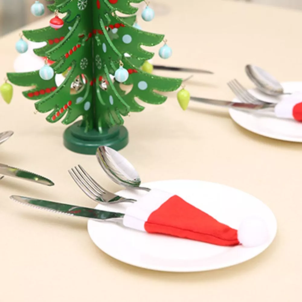 Christmas Santa Hat Cutlery Holders Decorative Table Setting, image 2