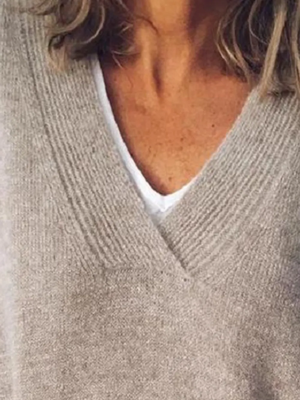 V-Neck Dropped Shoulder Sweater, image 10