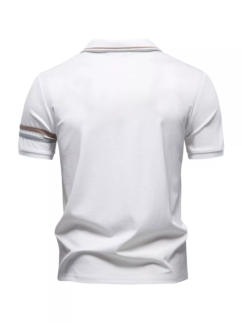 Men's Zippered Collar Polo with Striped, image 2
