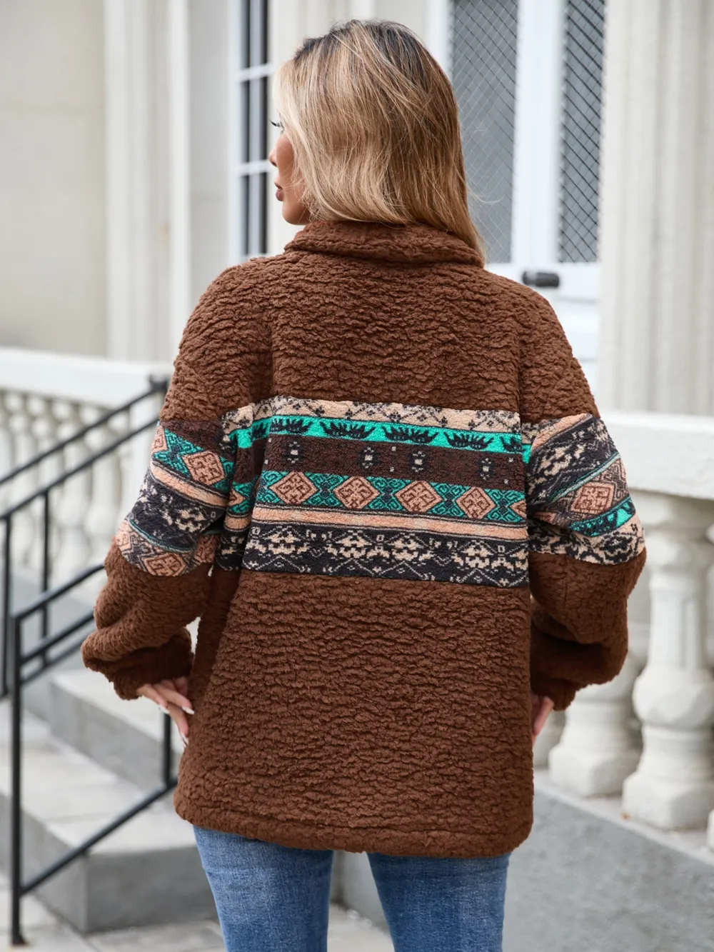 Half Zip Long Sleeve Fuzzy Top, image 3