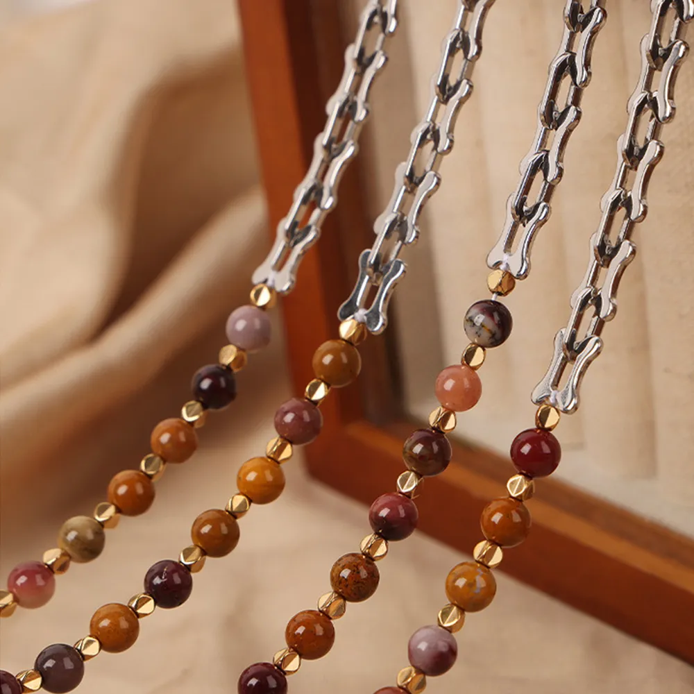 Titanium Steel Egg Yolk Stone Necklace, image 4