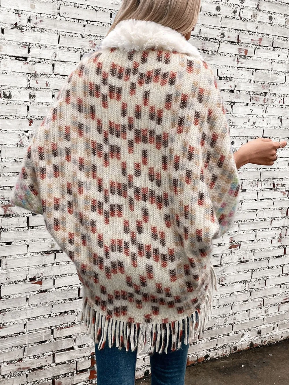Fringe Fuzzy Open Front Poncho, image 16