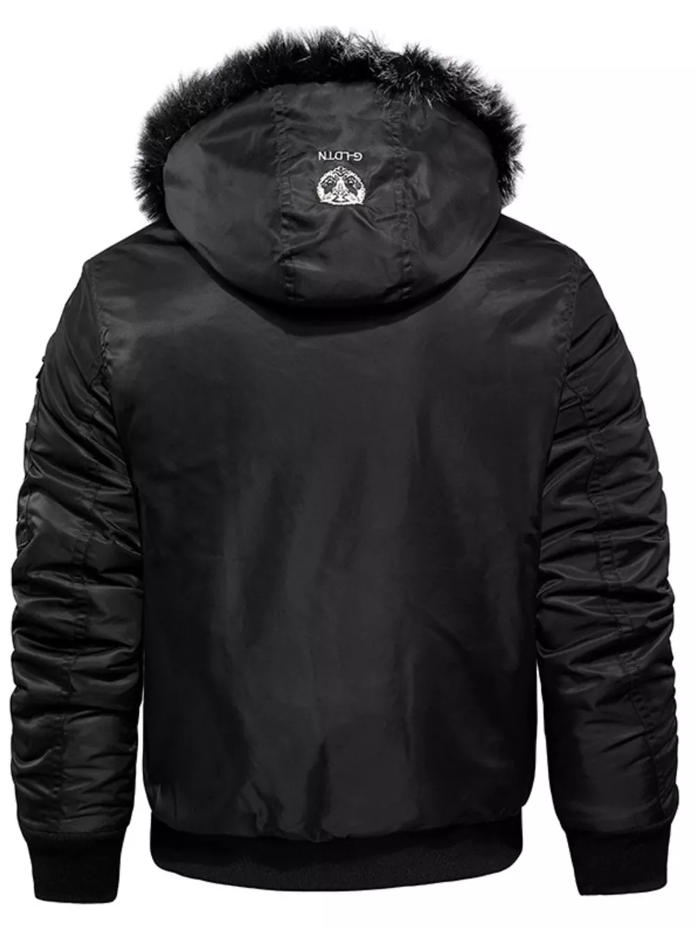 Men's Plus Size Winter Warm Fur Hooded Bomber Jacket, image 3