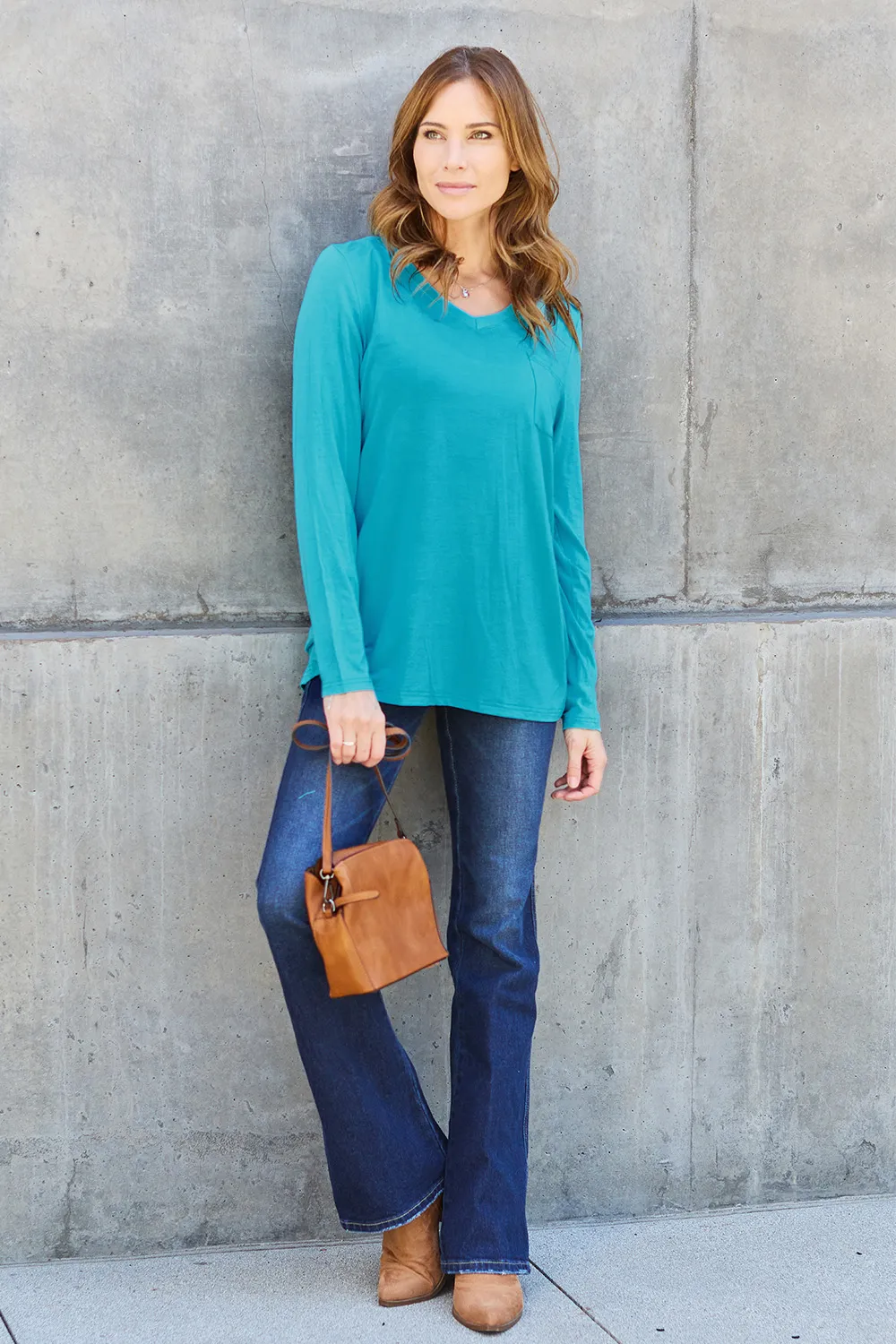 Full Size V-Neck Long Sleeve Top, image 28