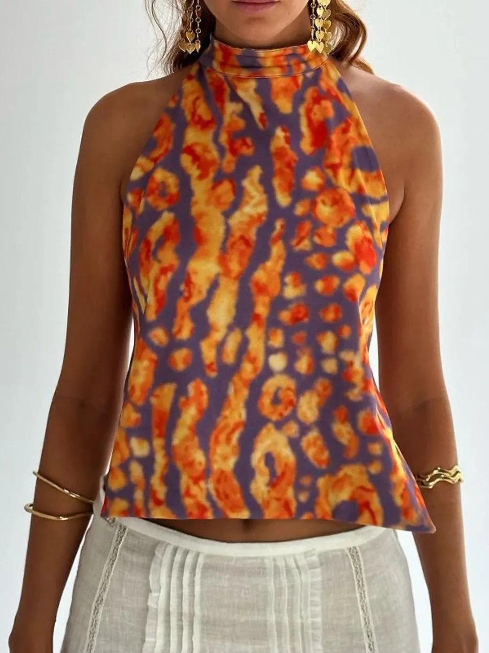 Backless Printed Halter Neck Tank, image 24