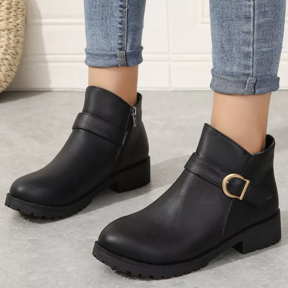 Round Toe Block Heels Boots, image 2